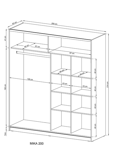 Mika 02 Sliding Door Wardrobe 200cm