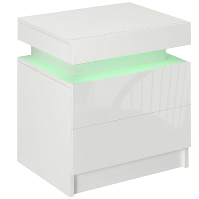 White Bedside Table With LED Light