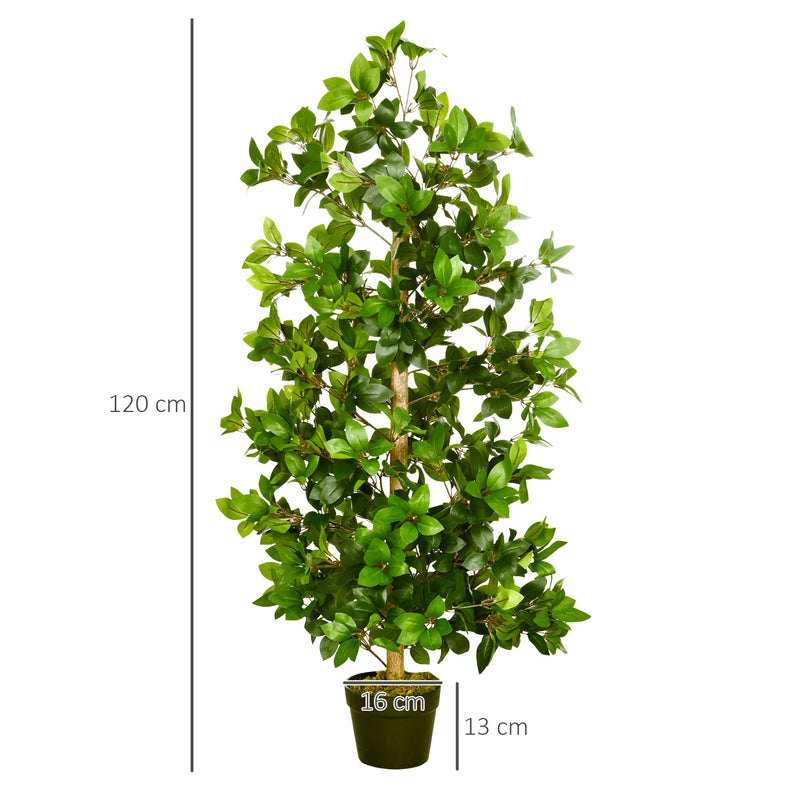 HOMCOM Artificial Plants Bay Leaf Laurel in Pot Fake Plants for Home Indoor Outdoor Decor, 16x16x120cm, Green