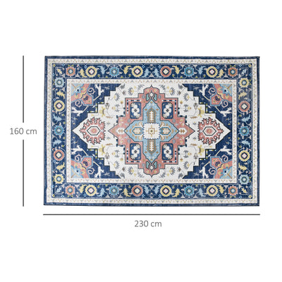 HOMCOM Vintage Persian Rugs, Boho Bohemian Area Rugs Large Carpet for Living Room, Bedroom, Dining Room, 160x230 cm, Blue