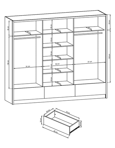 Aria I Sliding Door Wardrobe 254cm