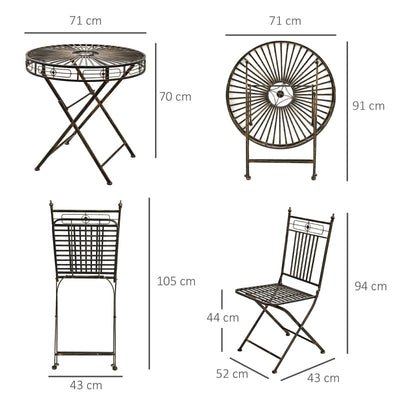 3 Piece Garden Bistro Set- Bronze