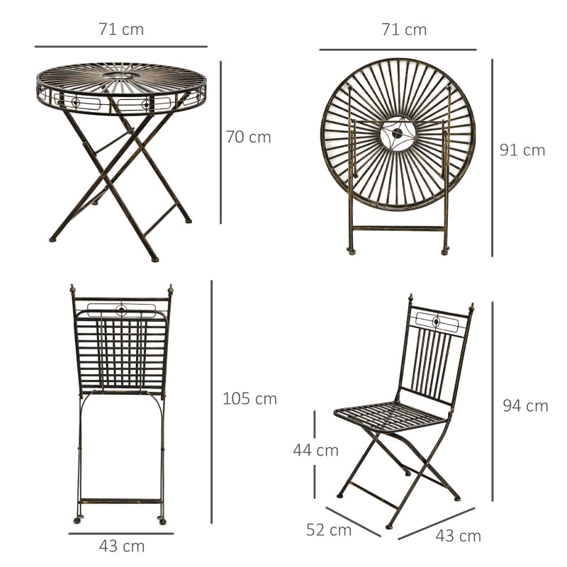 3 Piece Garden Bistro Set- Bronze