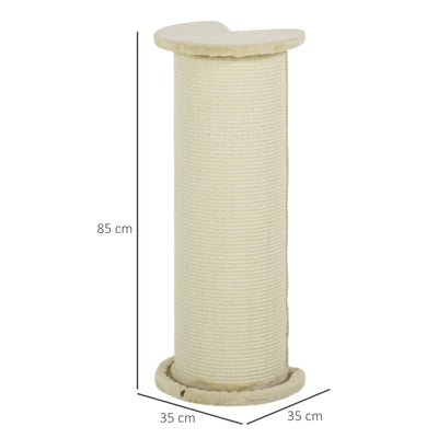 PawHut 85cm Tall Cat Scratching Post with Sisal Rope Covered Soft Plush, Anti Tip for Indoor Corner, Cabinet Corner, Sofa Corner - Beige