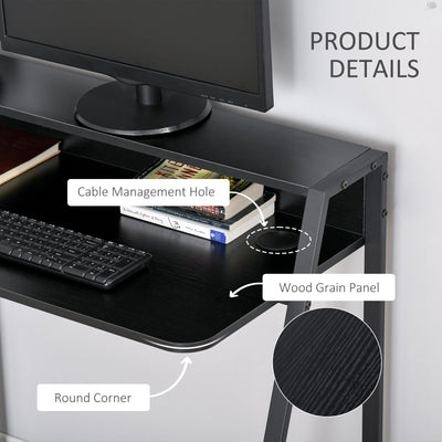 HOMCOM Writing Desk Computer Table Home Office PC Laptop Workstation Storage Shelf Color Black