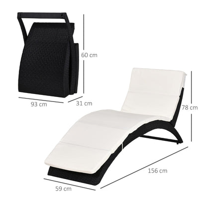 Outdoor PE Rattan Lounger- Black