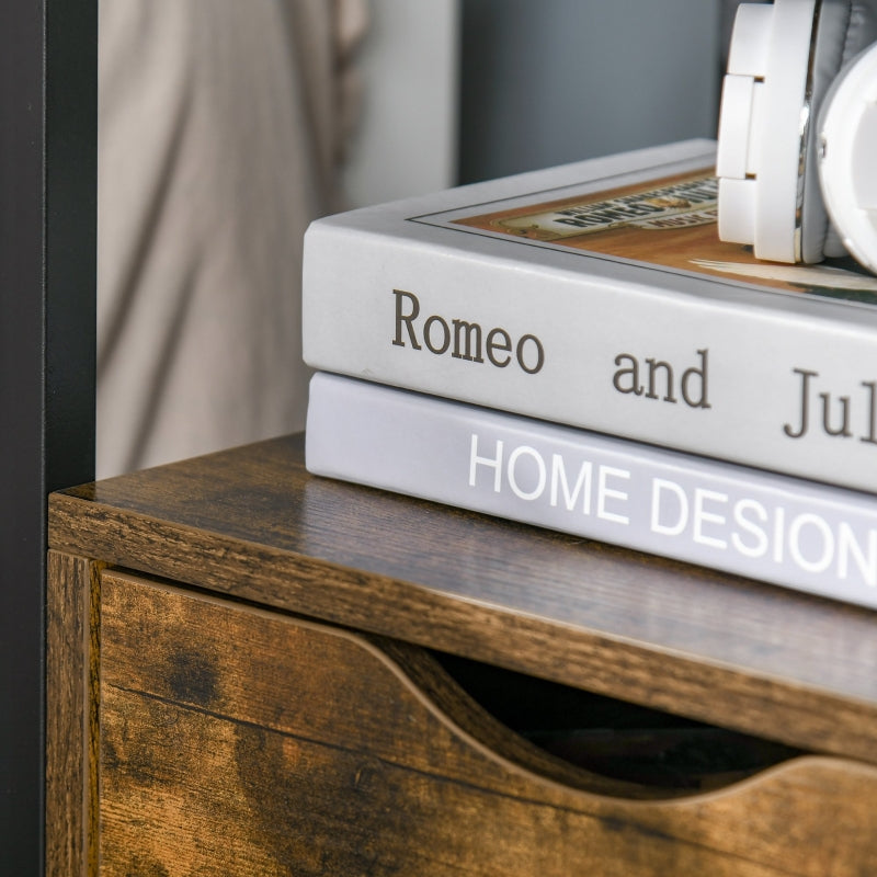 Industrial Side Table With Drawer, Rustic Brown