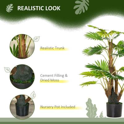 HOMCOM Artificial Tropical Palm Tree Fake Decorative Plant in Nursery Pot for Indoor Outdoor Décor, 135cm