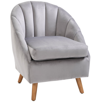 Accent Chair Velvet Fabric Single Sofa Armchair, Grey