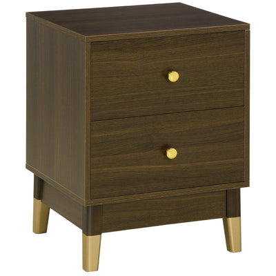 Two-Drawer Bedside Table, With Gold-Tone Accents