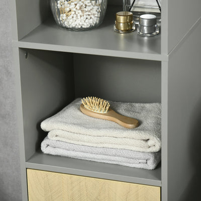 kleankin Freestanding Bathroom Storage, Tall Bathroom Cabinet with Door and Adjustable Shelves, 31.4x30x165cm