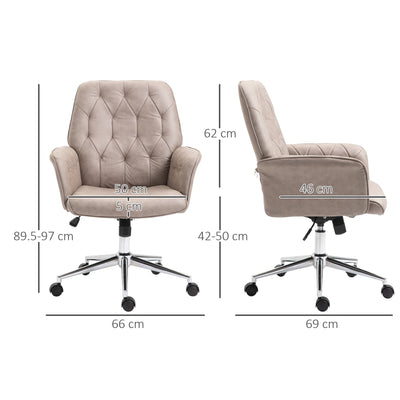 Tufted Ergonomic Desk Chair, Armrest & 360 degree Swivel Base-Grey