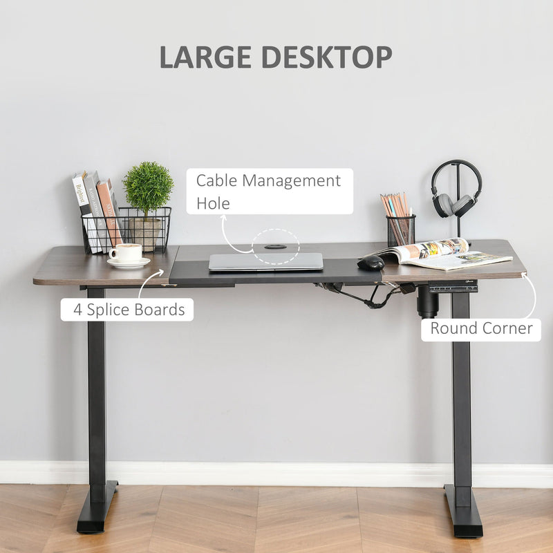 Vinsetto Height Adjustable Electric Standing Desk with 4 Automatic Memory Preset 140cm x 70cm Tabletop Stand Up Desk for Home Office