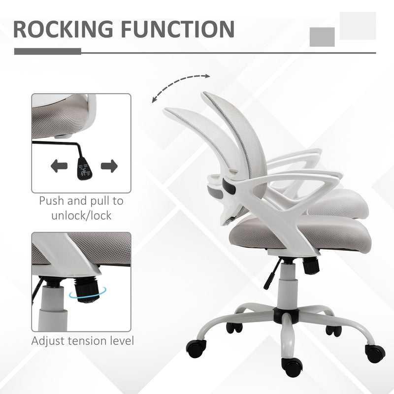 Vinsetto Office Chair Mesh Swivel Desk Chair with Lumbar Back Support Adjustable Height Armrests Grey