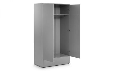 Monaco 2 Door Combination Wardrobe - Grey High Gloss