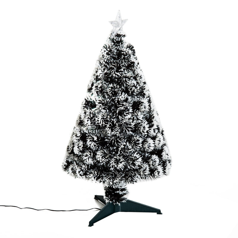 HOMCOM 3ft 90cm Green/White Artificial Christmas Tree W/ Prelit LED