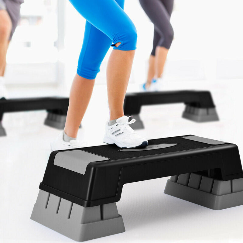 Aerobic Exercise Step with Risers for Home and Gym-Grey