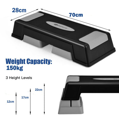 Aerobic Exercise Step with Risers for Home and Gym-Grey