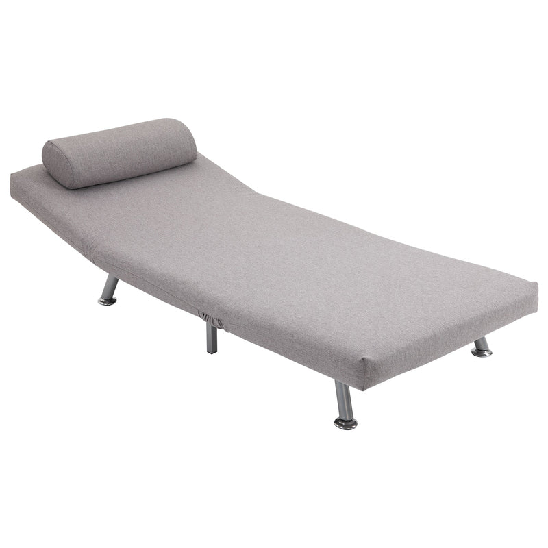 HOMCOM Single Sofa Bed Sleeper Foldable Portable Pillow Lounge Couch Living Room Furniture - Grey