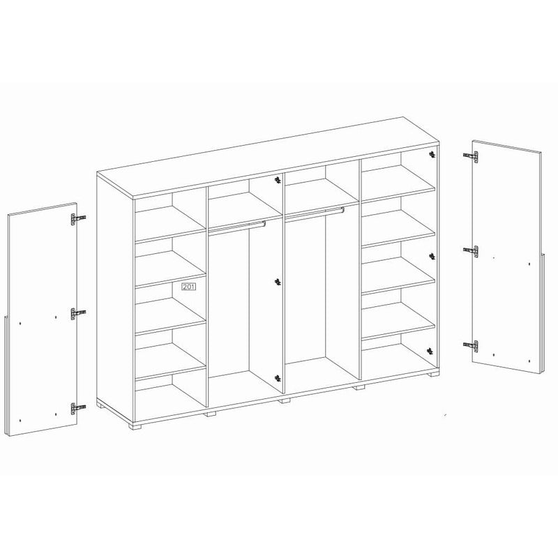 Bafra Hinged Door Wardrobe 200cm