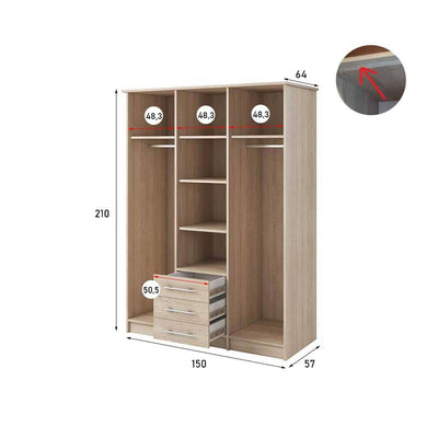 Alex Hinged Door Wardrobe 150cm