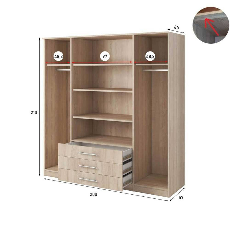 Alex Hinged Door Wardrobe 200cm