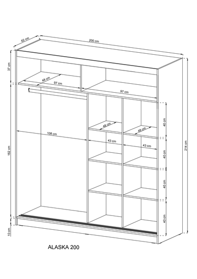 Alaska Sliding Door Wardrobe 200cm