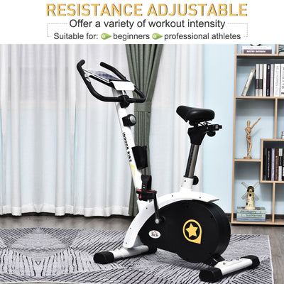 HOMCOM Exercise Bike Stationary Adjustable Height&Magnetic Recumbent Cycling w/ LCD, Phone Holder