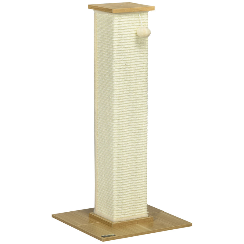 PawHut 80 cm Scratching Post Cat Tree with Play Ball, Scratching Post Made of Sisal Rope