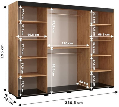 Bergamo T1 Sliding Door Wardrobe 250cm